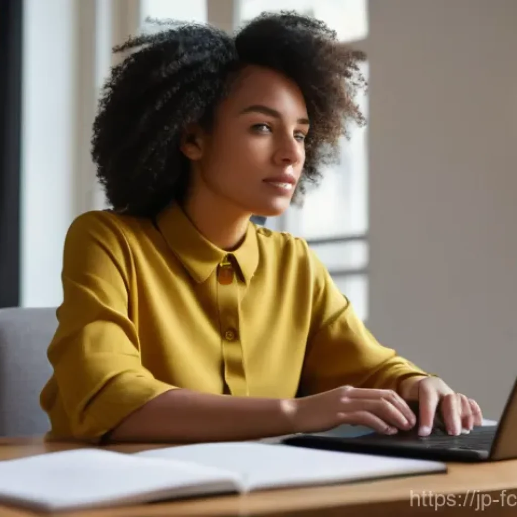 크리에이터의 온라인 강의 제작 - A vibrant, medium shot of a diverse young woman (mid-20s to early 30s) with a thoughtful yet determi...