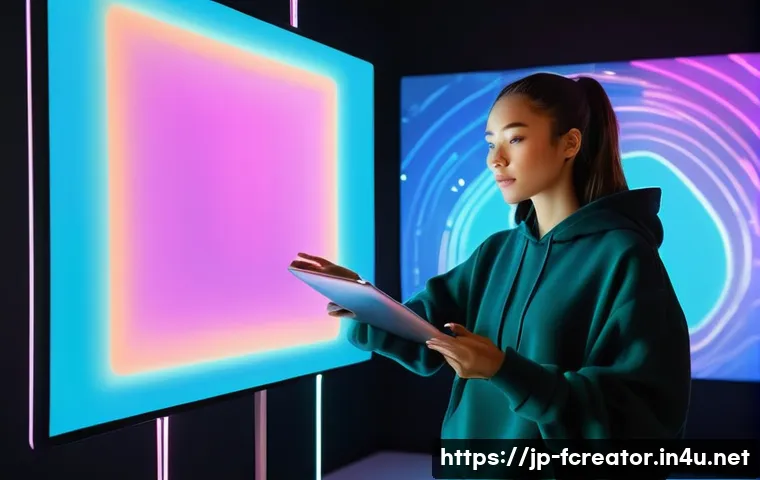 블록체인 기술과 창의적 콘텐츠 - **Prompt:** A young female digital artist in her mid-20s, with a radiant and determined expression, ...